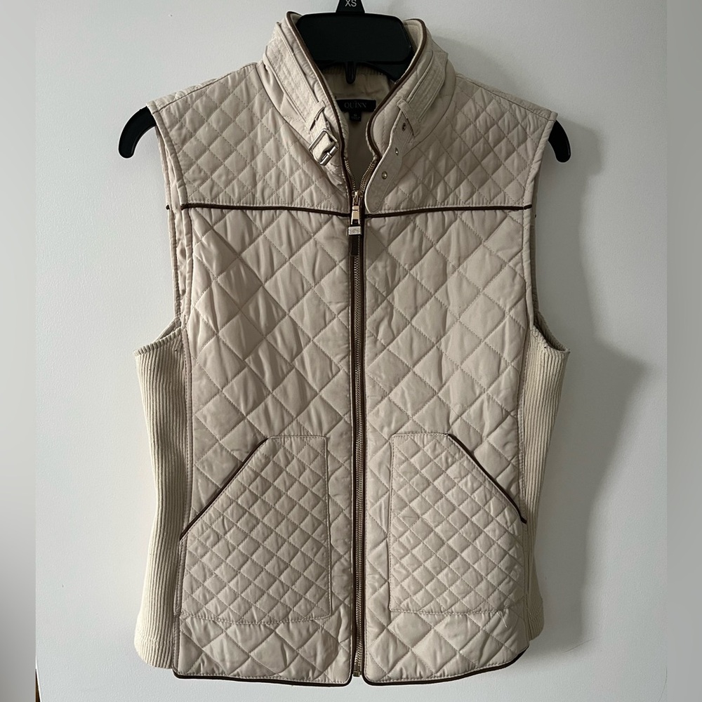 Cream/Brown Small Quilted Vest